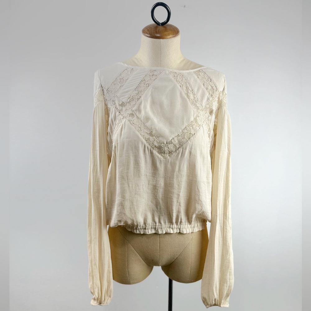 Free People Geometry Lessons Women's Top Ivory Lace Small